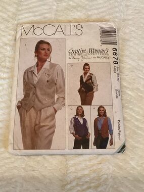 Vintage McCalls6678 Large (16,18) Cut Reversible Vest,pin & Cinch Sewing Pattern